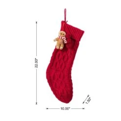 22 In. Red Knitted Christmas Stocking With Complimentary Gingerbread Man Ornament 11 22 In. Red Knitted Christmas Stocking With Complimentary Gingerbread Man Ornament -Christmas Decor Shop glitzhome christmas stockings 2004700150 c3 1000