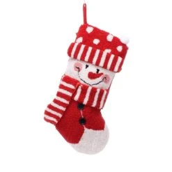 20 In. Polyester/Acrylic Hooked 3D Snowman Christmas Stocking