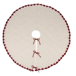 Set Of 3 Knitted Polyester White Christmas Decoration (52 In. Tree Skirt/ 22 In. Stocking) -Christmas Decor Shop glitzhome christmas textiles 2004700030 4f 1000