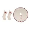 Set Of 3 Knitted Polyester White Christmas Decoration (52 In. Tree Skirt/ 22 In. Stocking) -Christmas Decor Shop glitzhome christmas textiles 2004700030 64 1000