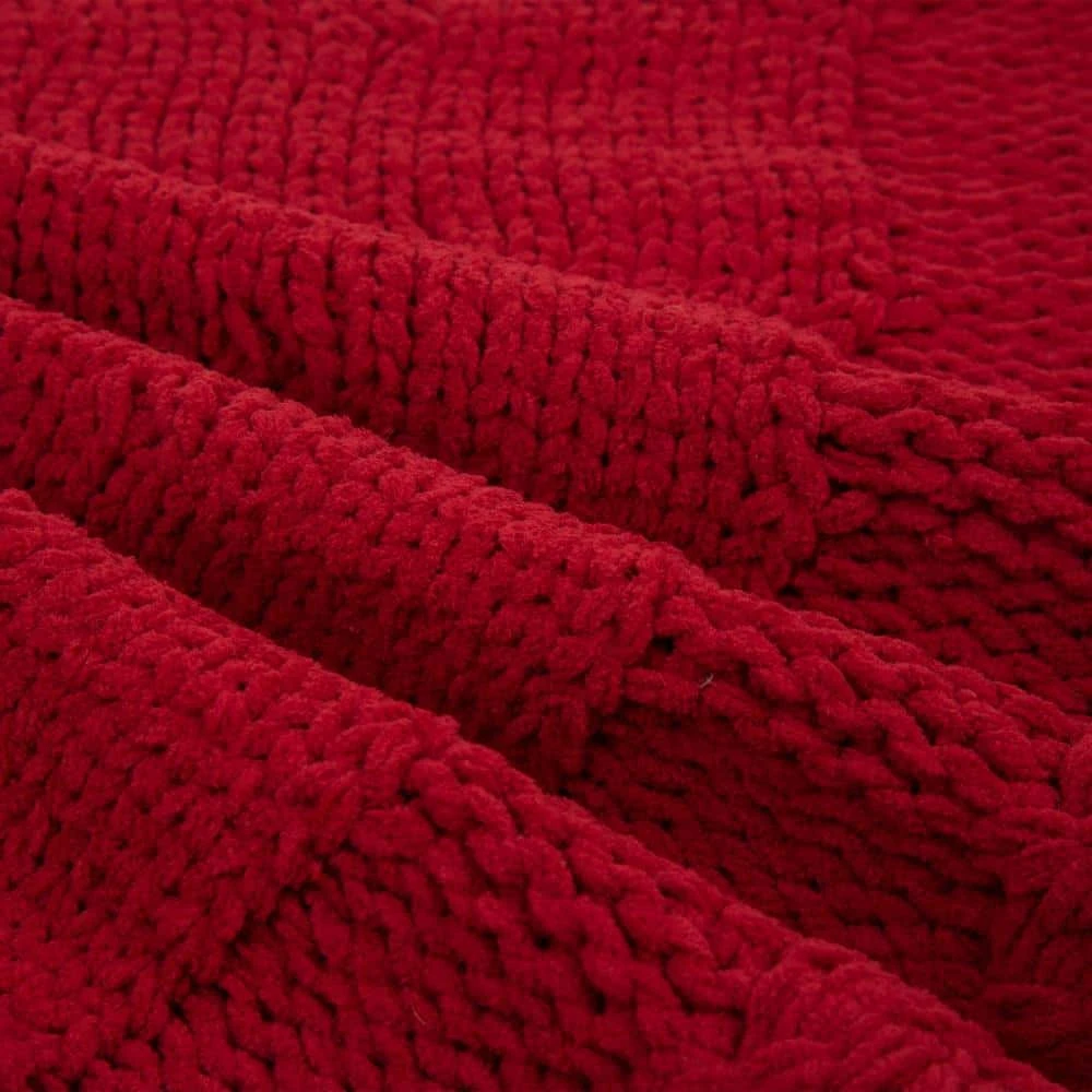 Set Of 3 Knitted Polyester Red Christmas Decoration (52 In. Tree Skirt/ 24 In. Stocking) 7 Set Of 3 Knitted Polyester Red Christmas Decoration (52 In. Tree Skirt/ 24 In. Stocking) - Image 5