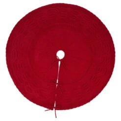 Set Of 3 Knitted Polyester Red Christmas Decoration (52 In. Tree Skirt/ 24 In. Stocking) 10 Set Of 3 Knitted Polyester Red Christmas Decoration (52 In. Tree Skirt/ 24 In. Stocking) -Christmas Decor Shop glitzhome christmas textiles 2004700031 4f 1000