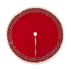 Set Of 3 Fabric Pompom Christmas Decoration (48 In. Tree Skirt And 21 In. Stocking) -Christmas Decor Shop glitzhome christmas textiles 2004700035 4f 1000