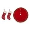 Set Of 3 Fabric Pompom Christmas Decoration (48 In. Tree Skirt And 21 In. Stocking) -Christmas Decor Shop glitzhome christmas textiles 2004700035 64 1000