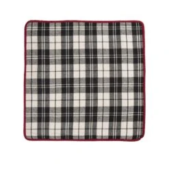 Set Of 3 Black And White Plaid Fabric Christmas Decoration (20 In. Stocking, 48 In. Tree Skirt And 18 In. Pillow Cover -Christmas Decor Shop glitzhome christmas textiles 2004800007 1f 1000