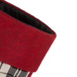 Set Of 3 Black And White Plaid Fabric Christmas Decoration (20 In. Stocking, 48 In. Tree Skirt And 18 In. Pillow Cover -Christmas Decor Shop glitzhome christmas textiles 2004800007 44 1000