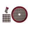Set Of 3 Black And White Plaid Fabric Christmas Decoration (20 In. Stocking, 48 In. Tree Skirt And 18 In. Pillow Cover -Christmas Decor Shop glitzhome christmas textiles 2004800007 64 1000