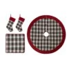 48 In. Black And White Plaid Fabric Tree Skirt/Stocking/Pillow Cover Christmas Decoration (Set Of 4) -Christmas Decor Shop glitzhome christmas textiles 2004800011 64 1000