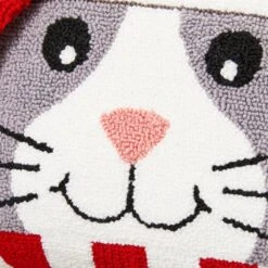 14 In. L Hooked 3D Meow Pillow -Christmas Decor Shop glitzhome christmas textiles 2004800021 1f 1000