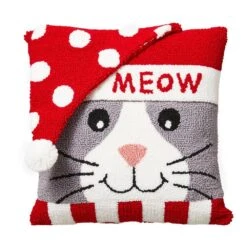 14 In. L Hooked 3D Meow Pillow