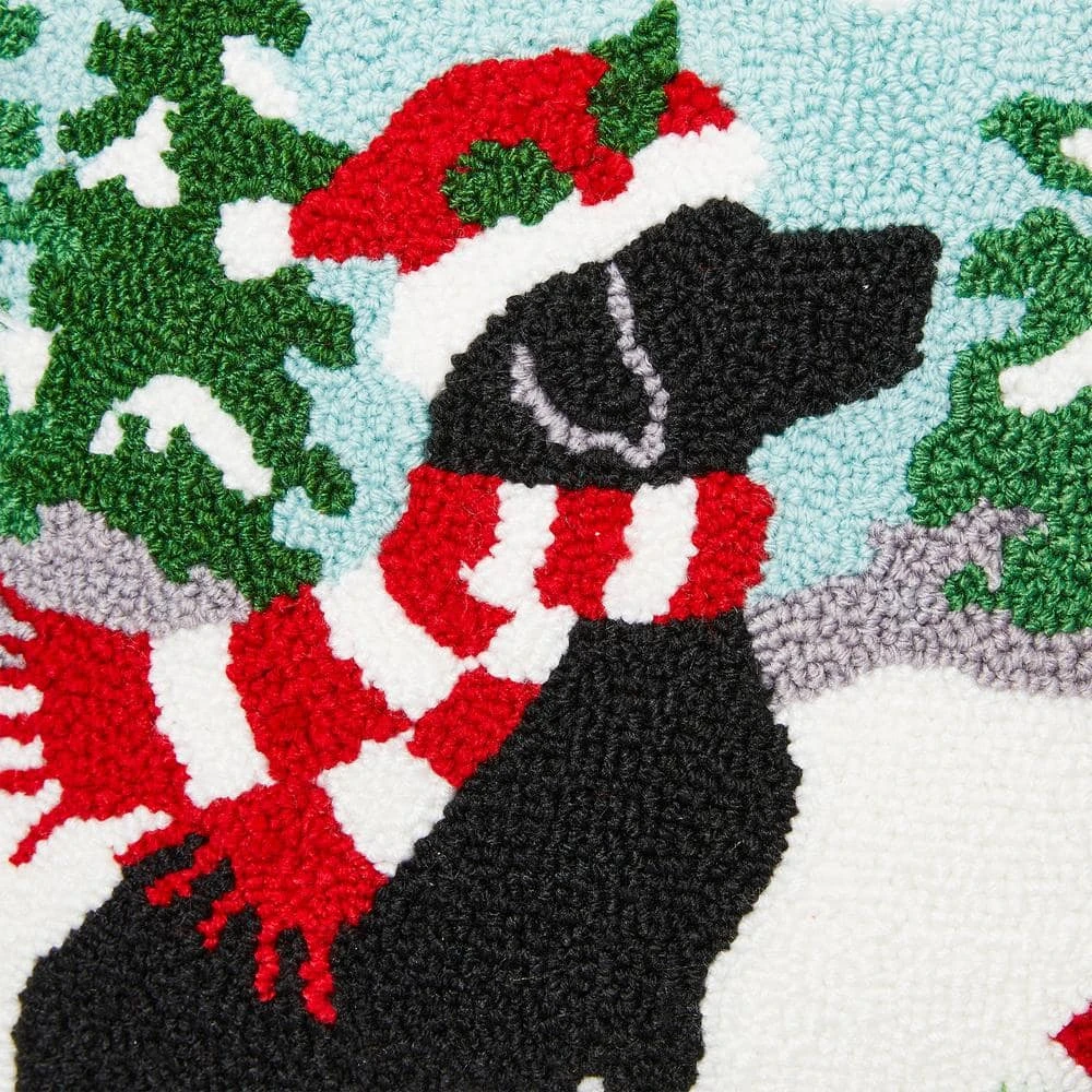14 In. L Hooked Christmas Dog Pillow 6 14 In. L Hooked Christmas Dog Pillow - Image 4