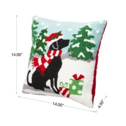 14 In. L Hooked Christmas Dog Pillow 9 14 In. L Hooked Christmas Dog Pillow -Christmas Decor Shop glitzhome christmas textiles 2004800023 c3 1000