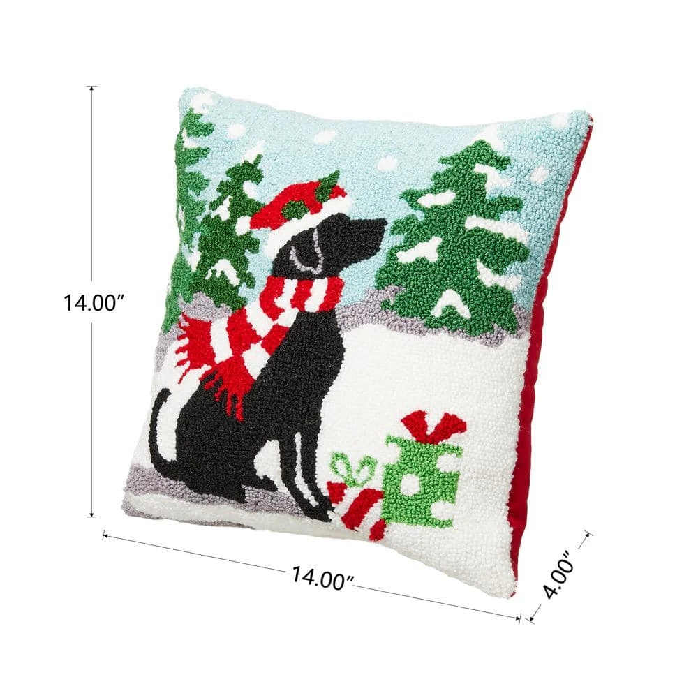 14 In. L Hooked Christmas Dog Pillow 5 14 In. L Hooked Christmas Dog Pillow - Image 3