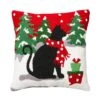 14 In. L Hooked Christmas Cat Pillow -Christmas Decor Shop glitzhome christmas textiles 2004800024 64 1000