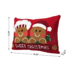 12 In. H Hooked Gingerbread Boy And Girl Pillow -Christmas Decor Shop glitzhome christmas textiles 2004800039 44 1000