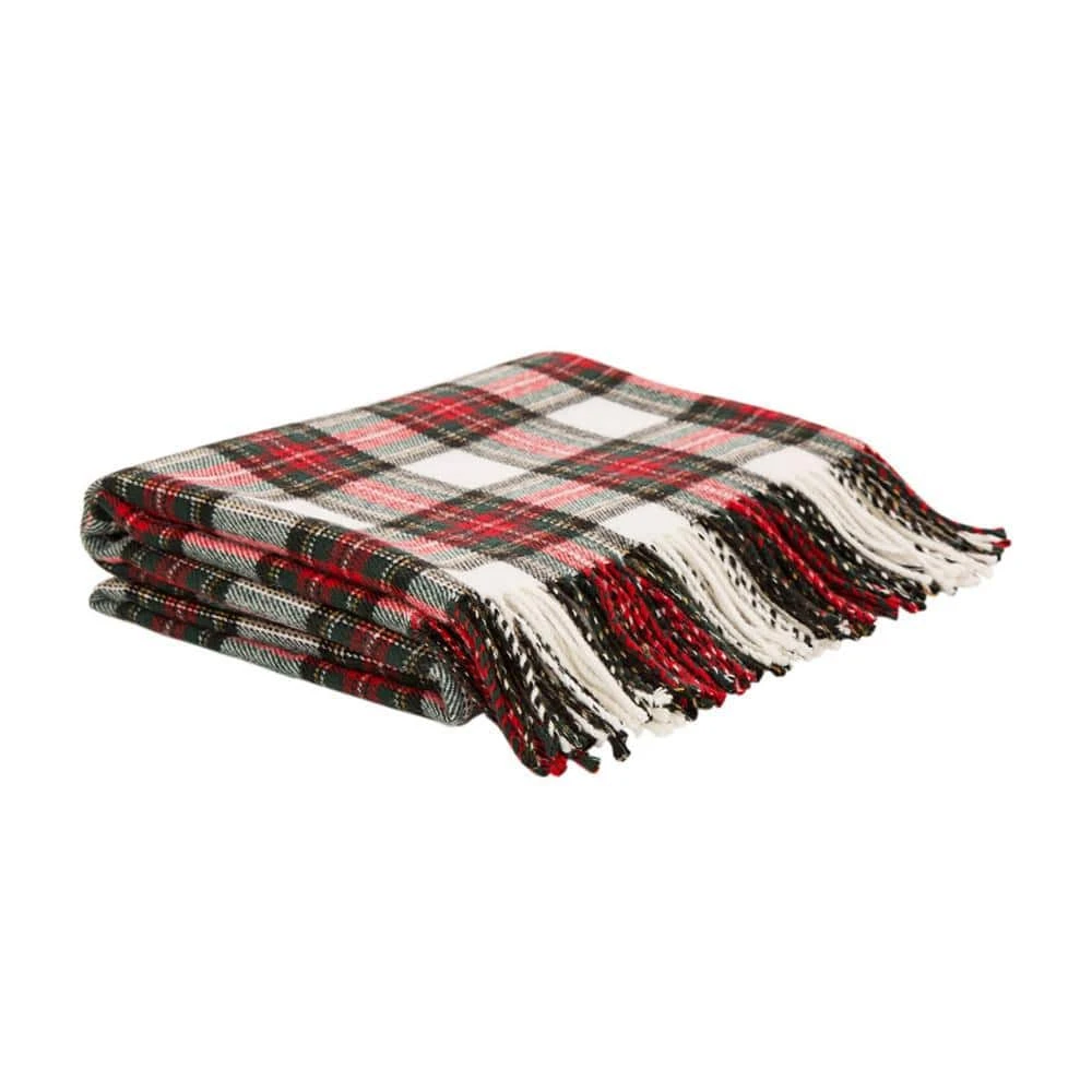 60 In. L Lodge Plaid Woven Throw 3 60 In. L Lodge Plaid Woven Throw