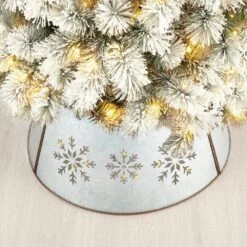 21.65 In. D Snowflake Diecut Metal Tree Collar With Light String (KD) -Christmas Decor Shop glitzhome christmas tree collars 1106203435 44 1000