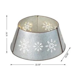 21.65 In. D Snowflake Diecut Metal Tree Collar With Light String (KD) -Christmas Decor Shop glitzhome christmas tree collars 1106203435 c3 1000