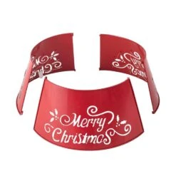 26 In. Dia Merry Christmas Diecut Metal Tree Collar With Light String(KD) -Christmas Decor Shop glitzhome christmas tree collars 2004600001 1f 1000