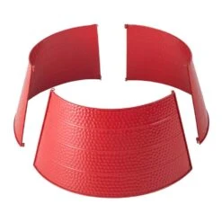 26 In. Dia Red Hammered Metal Tree Collar(KD) -Christmas Decor Shop glitzhome christmas tree collars 2004600003 1f 1000