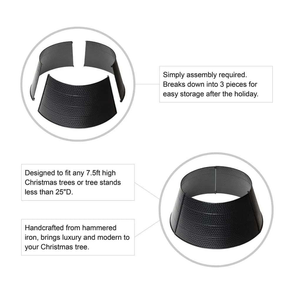 26 In. D Black Hammered Metal Tree Collar (KD) 7 26 In. D Black Hammered Metal Tree Collar (KD) - Image 5