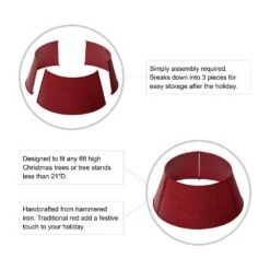 22 In. D Red Hammered Metal Tree Collar (KD) -Christmas Decor Shop glitzhome christmas tree collars 2010600008 c3 1000