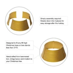 22 In. D Gold Hammered Metal Tree Collar (KD) -Christmas Decor Shop glitzhome christmas tree collars 2010600009 c3 1000