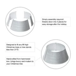 22 In. D Silver Hammered Metal Tree Collar (KD) -Christmas Decor Shop glitzhome christmas tree collars 2010600010 4f 1000