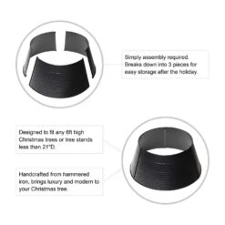 22 In. D Black Hammered Metal Tree Collar (KD) -Christmas Decor Shop glitzhome christmas tree collars 2010600011 4f 1000