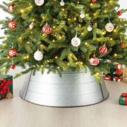 26 In. D Galvanized Metal Tree Collar (KD) 15 26 In. D Galvanized Metal Tree Collar (KD) -Christmas Decor Shop glitzhome christmas tree collars 2010600012 44 1000