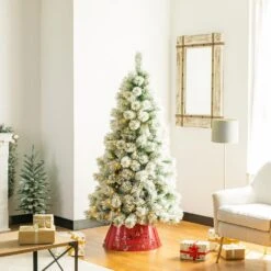 22 In. D Red Merry Christmas Cutout Metal Tree Collar With Light String (KD) -Christmas Decor Shop glitzhome christmas tree collars 2010600015 77 1000