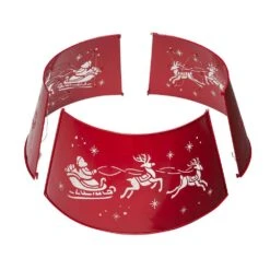 22 In. D Galvanized Metal Santa On Sleigh Tree Collar With Light String (KD) -Christmas Decor Shop glitzhome christmas tree collars 2010600020 4f 1000