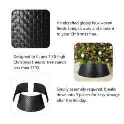 26 In. D Black Metal Woven Tree Collar (KD) -Christmas Decor Shop glitzhome christmas tree collars 2010600022 4f 1000