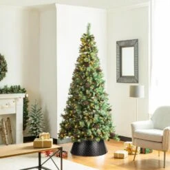 26 In. D Black Metal Woven Tree Collar (KD) -Christmas Decor Shop glitzhome christmas tree collars 2010600022 77 1000