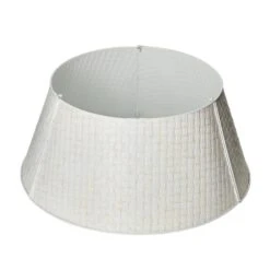 26 In. D Washed White Metal Woven Tree Collar (KD)