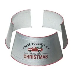 26 In. D Galvanized Metal Truck Tree Collar (KD) -Christmas Decor Shop glitzhome christmas tree collars 2010600024 1f 1000