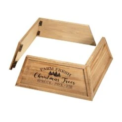 10.67 In. H Natural Wooden Trapezoid Farm Fresh Brown Christmas Trees Tree Collar (KD) -Christmas Decor Shop glitzhome christmas tree collars 2010600027 1f 1000