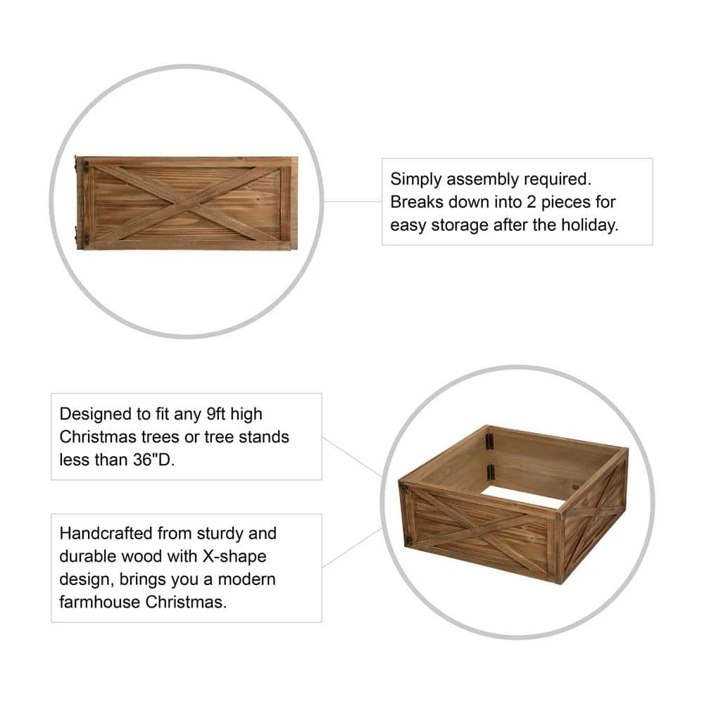 10.98 In .H X 26 In. D Natural Wooden Brown Tree Collar (KD) 6 10.98 In .H X 26 In. D Natural Wooden Brown Tree Collar (KD) - Image 4