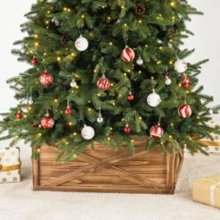 10.98 In .H X 26 In. D Natural Wooden Brown Tree Collar (KD) 15 10.98 In .H X 26 In. D Natural Wooden Brown Tree Collar (KD) -Christmas Decor Shop glitzhome christmas tree collars 2010600029 d4 1000