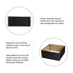 26 In. D Washed Black Wooden Tree Collar (KD) -Christmas Decor Shop glitzhome christmas tree collars 2010600031 c3 1000