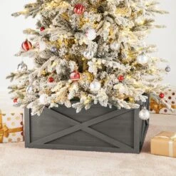 22 In. D Warm Gray Wooden Tree Collar (KD) 12 22 In. D Warm Gray Wooden Tree Collar (KD) -Christmas Decor Shop glitzhome christmas tree collars 2010600032 77 1000