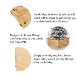 11.5 In. H Natural Wooden Brown Tree Collar (KD) -Christmas Decor Shop glitzhome christmas tree collars 2010600035 c3 1000