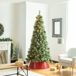 40.5 In. D Christmas Red Hammered Metal Tree Collar (KD) -Christmas Decor Shop glitzhome christmas tree collars 2010600036 77 1000