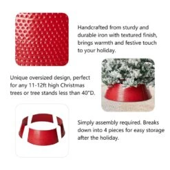 40.5 In. D Christmas Red Hammered Metal Tree Collar (KD) -Christmas Decor Shop glitzhome christmas tree collars 2010600036 c3 1000