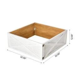 30 In. D Washed White Wooden Tree Collar (KD) -Christmas Decor Shop glitzhome christmas tree collars 2010600037 4f 1000