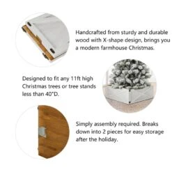 30 In. D Washed White Wooden Tree Collar (KD) -Christmas Decor Shop glitzhome christmas tree collars 2010600037 c3 1000