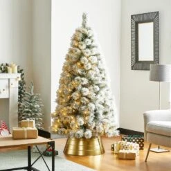 22 In. D Christmas Painted Gold Metal Tree Collar (KD) -Christmas Decor Shop glitzhome christmas tree collars 2010600040 40 1000