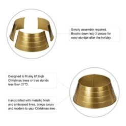 22 In. D Christmas Painted Gold Metal Tree Collar (KD) -Christmas Decor Shop glitzhome christmas tree collars 2010600040 c3 1000