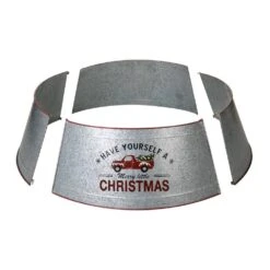40.5 In. D Christmas Galvanized Metal Truck Tree Collar (KD) -Christmas Decor Shop glitzhome christmas tree collars 2010600042 1f 1000