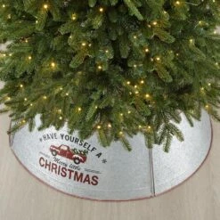 40.5 In. D Christmas Galvanized Metal Truck Tree Collar (KD) -Christmas Decor Shop glitzhome christmas tree collars 2010600042 d4 1000